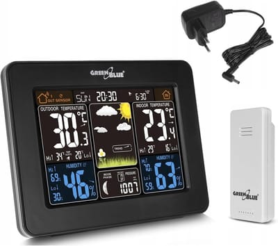 Weerstation Draasloos Binnen/Buiten - Weerstation - Blauw - Draadloze Binnen- en Buiten Temperatuur - Barometer met Weersvoorspelling - Voor Huishoudens