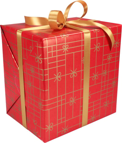 Cadeaupapier | 50cm | 200m | 80gr/m² | Strikken | rood/goud