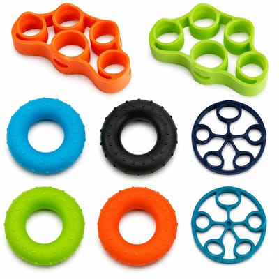 Dailygoods- Handtrainer Set 8-delig - Grip Trainer - Vingertrainer - Onderarmtrainer - Greepkracht - Polstraining - Gevarieerde Oefeningen - Griptrainer