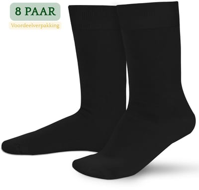 Hipperboo® 8 Paar Bamboe Sokken - Maat 39-42 - Zwart - Dames en Heren Sokken - Unisex - Bamboe Kousen - Naadloos - Hypoallergeen - Zijdezacht - Vochtregulerend
