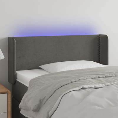 vidaXL - Hoofdbord - LED - 93x16x78/88 - cm - fluweel - donkergrijs