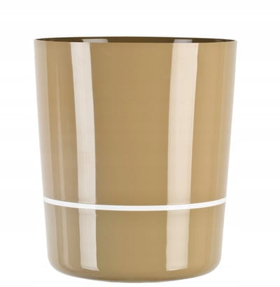 KADAX Bloempot, ronde plantenbak, tweedelige plantenpot voor bloemen en planten, balkon, moderne kunststof bloempot voor binnen en buiten, glanzend (25 cm, beige)