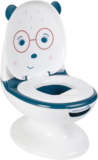 Mini Toilet - Potty Training Toilet - Baby Zindelijkheid - Real Flush Sound - 49x27x25 cm - Bear Blue