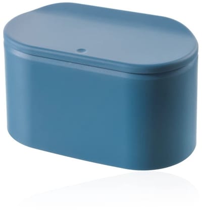 Afvalbak voor Thuis en Kantoor, Kleine Prullenbak met Deksel, Ideaal voor Badkamer en Keuken, Draagbare Afvalcontainer in Blauw