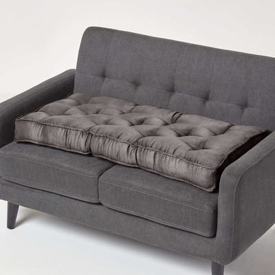 Homescapes Bankkussen 100 x 48 cm met velours hoes - dik grijs zitkussen