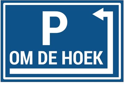 Parking rechts om de hoek bord | gecoat dibond materiaal | 30 x 20 cm