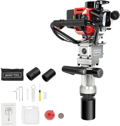 Benzinemotor Paalram - Paaldrijver Grond - Snel Palen Slagen - Krachtige 32.6cc Motor - 32x28x54cm - Zwart