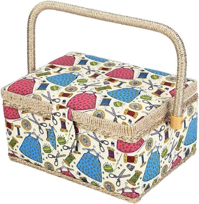 Naaimand - Opbergdoos - Naaigerei Opbergen - Dubbellaags Interieur - 25 x 18 x 12.5 cm - Grijs