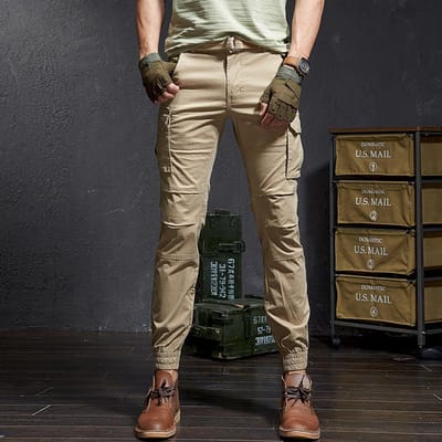 Heren Mode Militaire Cargo Broeken Slim Normaal Recht Model Katoen Meerkleurig Camouflage Groen Geel 34