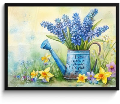 Poster in lijst - Fotolijst 70x50 cm - Posters - Lavendelbloemen - Quote - Gieter - Posterlijst zwart - Decoratie - Wanddecoratie woonkamer - Muurdecoratie slaapkamer