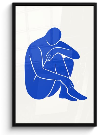 Poster in lijst - Fotolijst 60x90 cm - Posters - Lichaam - Abstract - Blauw - Posterlijst zwart - Decoratie - Wanddecoratie woonkamer - Muurdecoratie slaapkamer