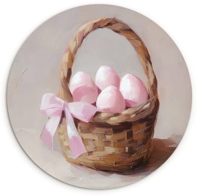 WallCircle® Wandcirkel 120x120 cm - Muurcirkel Mand - Eieren - Roze - Muurdecoratie woonkamer - Wanddecoratie slaapkamer - Kamer decoratie accessoires - Ronde schilderijen XXL