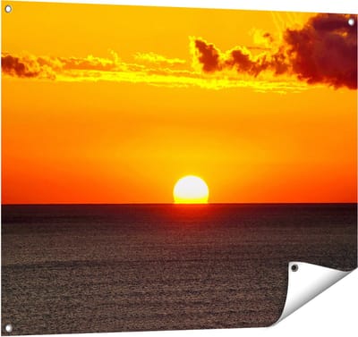 Gards Tuinposter Oranje Zonsondergang in de Oceaan - 100x80 cm - Tuindoek - Tuindecoratie - Wanddecoratie buiten - Tuinschilderij