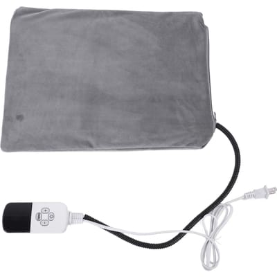 Coussin Chauffant pour Animaux Peluche Courte 9 Niveaux Réglables Anti-Morsure Anti-Griffure Lit Chauffant pour Chat Chien avec gray