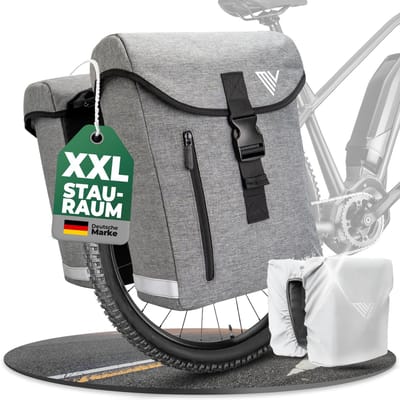 Dailygoods- Fietstas Dubbel 36L - Gerecycled Materiaal - Waterdicht - Bagagedragertas - Compatibel met MIK/Racktime - Reflectoren
