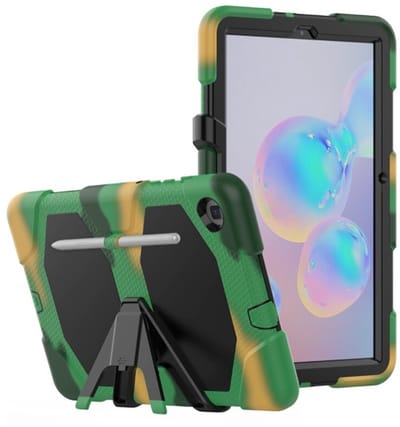 Hoesje Geschikt Voor Samsung Galaxy Tab S6 Lite Hoes P610 Extreme protectie Army Backcover hoesje - Camouflage Groen