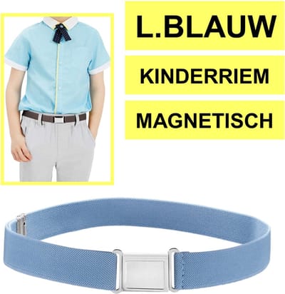 Fako Fashion - Kinderriem Elastisch Magnetisch - Elastische Riem Voor Kinderen - Rekbare Riem - Broekriem - Stretch Riem - Lichtblauw