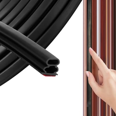 Deurafdichting, afdichtingsband, zelfklevend, 12 mm (B) x 12 mm (D)/6 m (L) deurkozijn afdichting, flexibel, waterdichte afdichtingsstrip, afdichtingsrubber, rubberafdichting, afdichtingsband, zwart