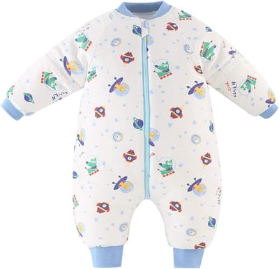 Baby Slaapzak met Benen 2.5 Tog Katoen Afneembare Mouw Twee-weg Rits Warm