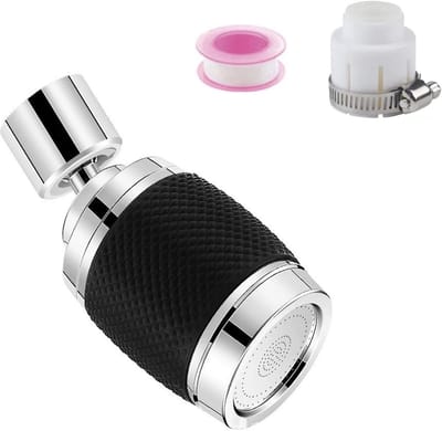 Swivel Faucet Attachment Extension - Multifunctional Rotating Tap Extension - Universal Adapter en Sealing Tape voor Badkamer en Keuken (Zwart)