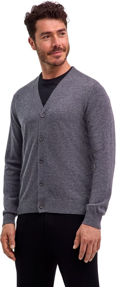FALKE Luxury hoge kwaliteit elegant kasjmier cardigan heren grijs - maat S