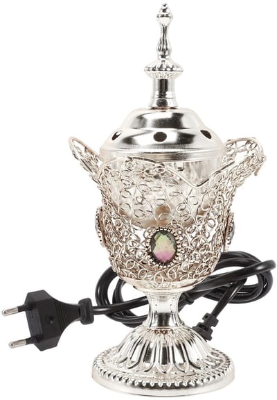 Dailygoods - Elektrische wierookbrander - Bakhoor-brander voor olie en wax - Zilver - Wierookbrander - Geschikt voor thuis en kantoor