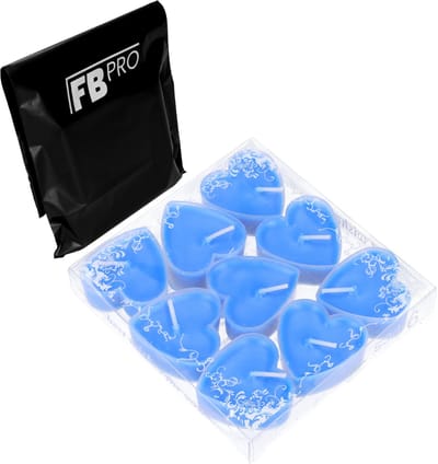 Kaarsen - Hartjes kaarsen - Theelichtjes - Set van 9 waxinelichtjes - Ideaal voor decoratie of feesten en cadeaus - 70 minuten brandduur en stabiele vlam - Verpakt in geschenkdoos - Perfect voor Valentijnsdag of bruiloften en diners - Blauw