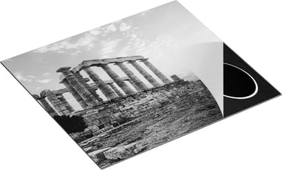 Chefcare Inductie Beschermer Tempel van Poseidon in Athene, Griekenland - Zwart Wit - 60x50 cm - Afdekplaat Inductie - Kookplaat Beschermer - Inductie Mat