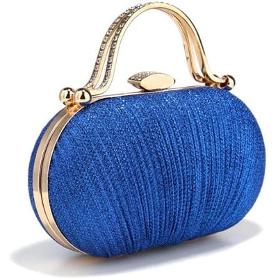 Dames Glitter Avondtasje Glanzende Handtas met Ketting Schoudertas voor Dames Geplooide Clutch Portemonnee voor Bruiloft Gala Feest blauw
