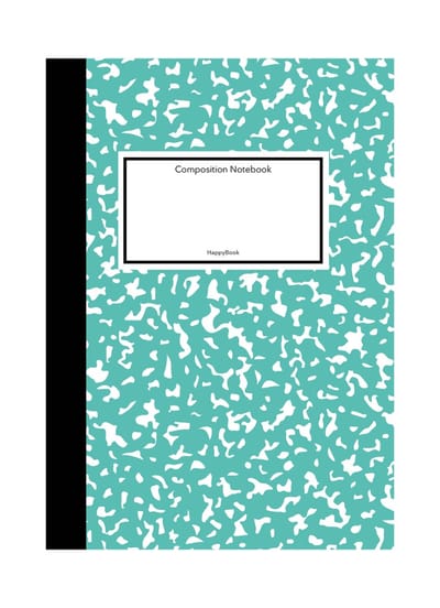 HappyBook - Classic Notebook - Marble - Marmer - Notitieboek - Klassiek - Turquoise - Zwart - Gelijnd - Softcover - Lijntjes - School - Studie - Study - Dagboek - Journal - Cadeau - Relatiegeschenk - Softcover - Boekenlegger - Composition - Zakelijk