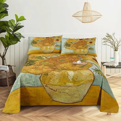 Zonnebloem Beddengoed Sets Dubbel Enkel Bedden Bloemen Beddengoed met Kussensloop Vol Queen Size 2 stuks 3 stuks 3D Zacht Dunne Stof Huis 110x230cm 2pcs