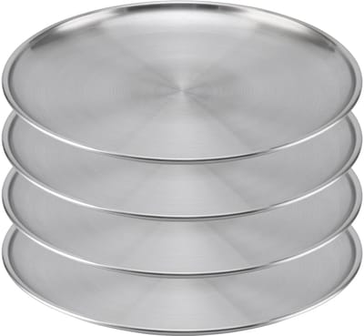 Cosensi- Pizzaplaat 4 stuks - Ronde Pizzaplaat - Roestvrij Staal - 26 cm - Bakken in de Oven - Geschikt voor Camping - Pizzabord