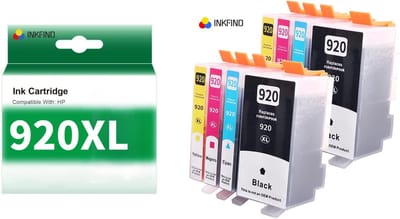 INKFIND 920XL inktcartridge voor HP 920 920XL inktcartridge multipack 8 stuks (Zwart x 2, Cyaan x 2, Magenta x 2, Geel x 2) voor HP OfficeJet 6500A HP OfficeJet 7500A 6500 6000 7500 7000 (8-pack)