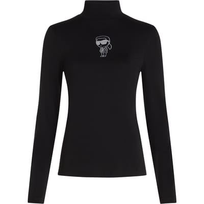 Karl Lagerfeld Ikon Glitter Mock Neck Ls Top Black Taglia: XS | Maglie a manica lunga Outlet | Donna | Nero