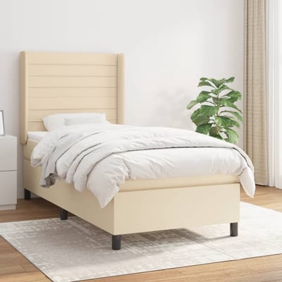 vidaXL - Boxspring - met - matras - stof - crèmekleurig - 80x200 - cm