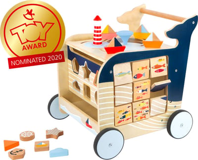 Small Foot - Houten Activiteiten Loopwagen Walvis