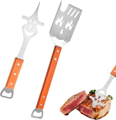 Multifunctionele Grill Set met Rvs Spatel en Vork - Perfect voor BBQ, Kamperen en Picknicks