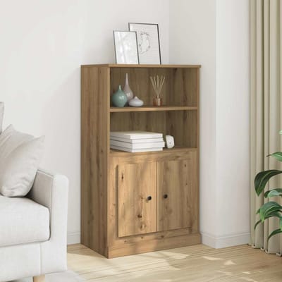 vidaXL - Hoge - kast - 60x35,5x103,5 - cm - bewerkt - hout - artisanaal - eikenkleurig