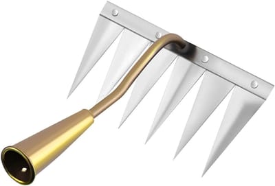 Onkruidsteker Metaal - Bodemverluchter Tuin - Tuinonderhoud Vereenvoudigen - Ergonomische Grip - 18 cm Breed - Zes Tanden