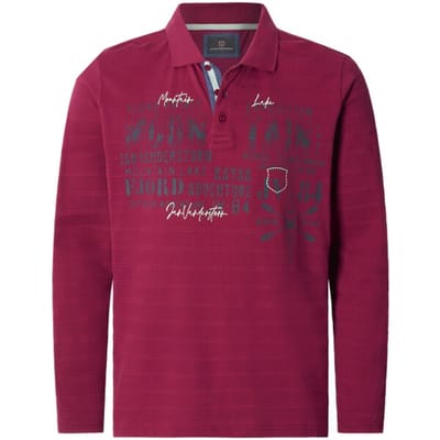 Jan Vanderstorm herren Poloshirt Met Lange Mouwen - 60/62 - donkerrood - Plus Size