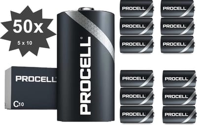 PROCELL  C/LR14 alkalinebatterij - 50 Stuks (5 pakjes a 10st) -