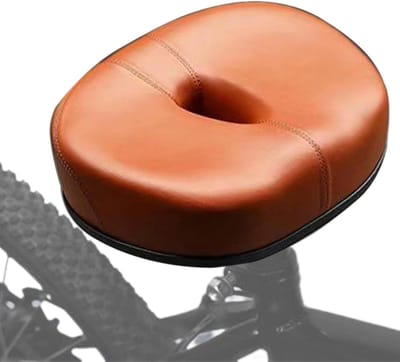 Fietszadel zonder neus - Ergonomisch zitkussen - Comfortabel fietsen - Anatomische ontlasting - 27.5 x 21.5 x 7.5 cm - Bruin