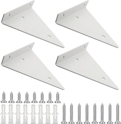 Wandplankbeugels - 4 stuks - plankbeugels - beugels - ijzeren - wit - 140 x 130 x 27 mm - multifunctionele - wandgemonteerde - zwaar - onzichtbare - voor wandmontage verborgen houten plank