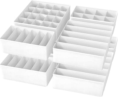 Set van 8 ondergoed organizers, opvouwbare opbergdozen voor laden en kledingkast, ruimtebesparend opbergsysteem voor beha's, sokken en stropdassen, wit