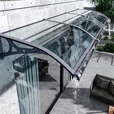 Moderne Raamluifel - Deur Overkapping - Entree Beschermen - Zeer Slagvast - 60x120cm - Grijs Zwart