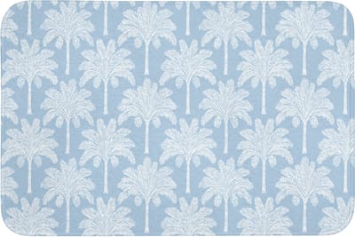 Badmat 90x60 cm - Antislip - Palmboom - Modern - Blauw - Badmatten voor badkamer - Badkamermat - Douchemat - Badkamer mat