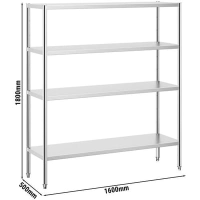 GGM Gastro Edelstahlregal PREMIUM - 1600x490mm - mit 4 Ablagen (VERSTELLBAR) Zilver