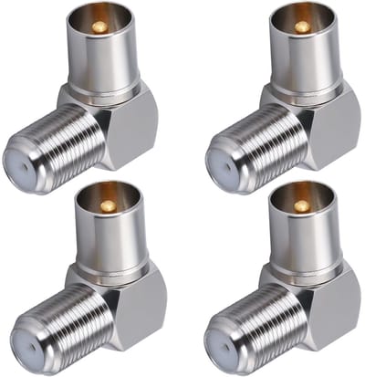 Dailygoody - TV-antenne adapter - Coaxiale stekker - Vernikkeld - Ruimtebesparend - F-aansluiting - 4 stuks - Geschikt voor antennekabels