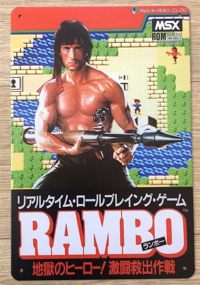 RAMBO MSX Retro Metalen Wandbord Poster Film Game Reclame vintage computers gameroom decor