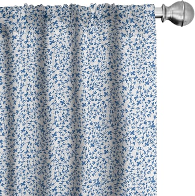 ABAKUHAUS Gordijnenset – 2x75x225 cm – Microvezel – Zee-blauw & Wit